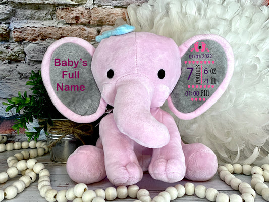 Customized Baby Birth Stat Elephant