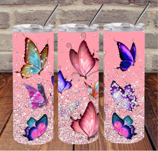 Glitter Butterfly Tumbler