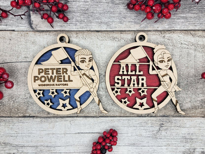 Animated Customized wood Color Guard christmas ornament