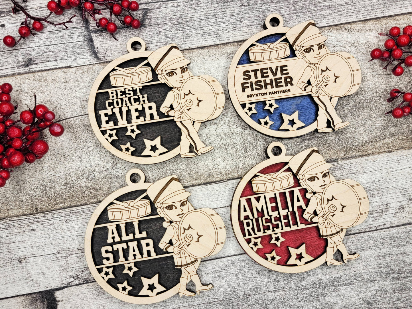 Animated Customized wood Marching Band christmas ornament