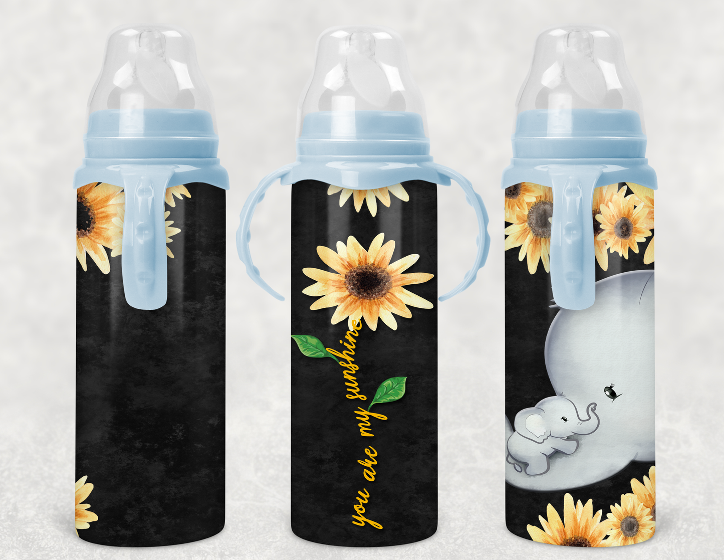 Sunflower & Elephant baby bottle